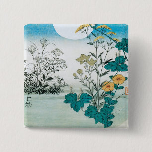 Mond und Blumen Button