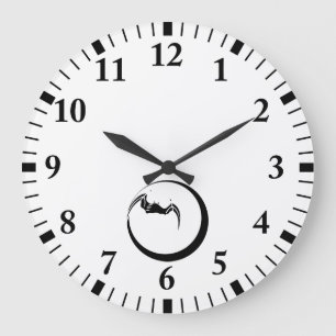 Mond und Fledermaus Große Wanduhr