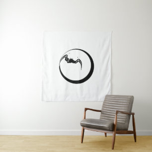 Mond und Fledermaus Wandteppich