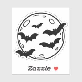 Mond- und Fledermausdoodle Aufkleber