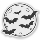 Mond- und Fledermausdoodle Aufkleber (Vorderseite)