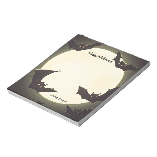 Mond und Fleet Happy Halloween Notizblock (Rotiert)