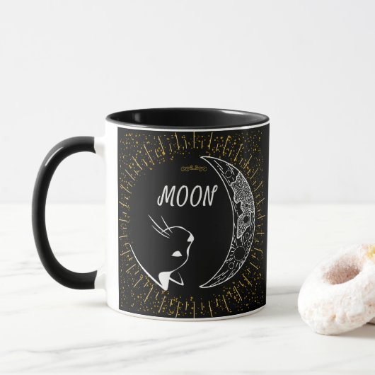 Mond und Katze, Himmelfahrt Tasse (Mit Donut)