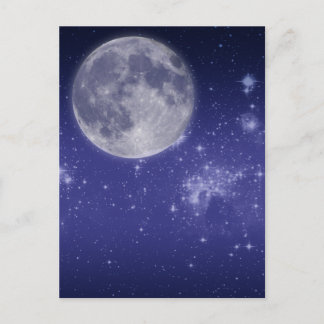 Mond und leuchtende Sterne Postkarte