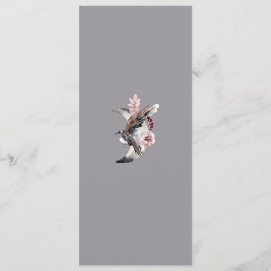 Mond-und Raben-Aquarell-Hochzeits-Menü Menükarte (Rückseite)