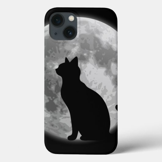 Mond und Schwarze Katze Case-Mate iPhone Hülle (Rückseite)
