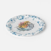 Mond und Sonne. Vintage Stilvorlage.Blau Pappteller (Schrägansicht)