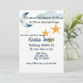 Mond und Stars Babydusche Einladung (Stehend Vorderseite)