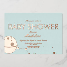 Mond und Stars Babydusche gepresst Foil in Foil Folieneinladung