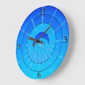 Mond und Stars Mandala, Cerulean Blue Große Wanduhr (Winkel)