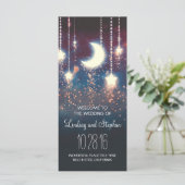 Mond und Stars rustikales Hochzeitsprogramm Programm (Stehend Vorderseite)