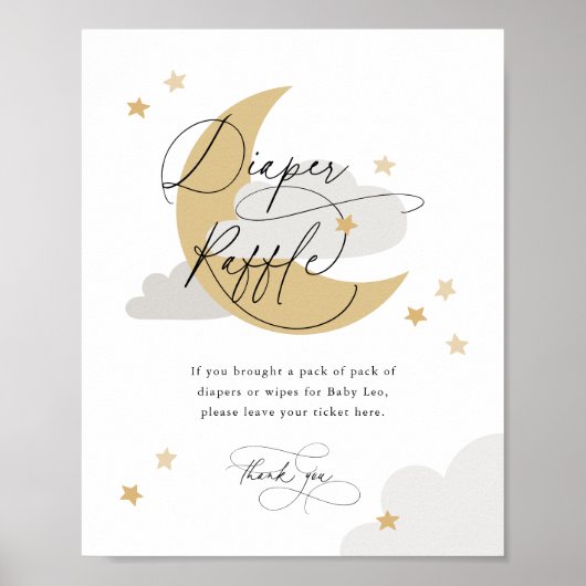 Mond und Stars Windelwindeln Schild Graue Babydusc (Vorne)