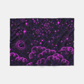 "Mond-und Stern-" Fleece-Decke (PK/BLK/PUR) Fleecedecke (Vorderseite (Horizontal))