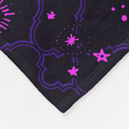 "Mond-und Stern-" Fleece-Decke (PK/BLK/PUR) Fleecedecke (Ecke)