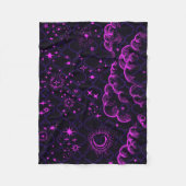 "Mond-und Stern-" Fleece-Decke (PK/BLK/PUR) Fleecedecke (Vorderseite)