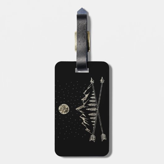 Mond-und Stern-Himmels-Gebirgszug-Mandala Gepäckanhänger (Rückseite vertikal)