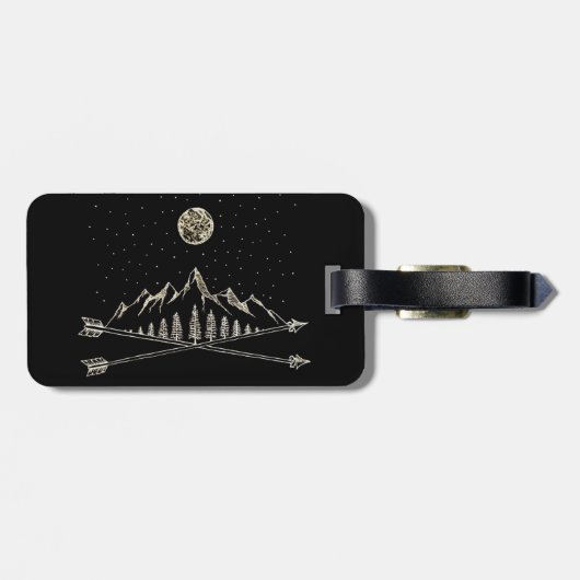 Mond-und Stern-Himmels-Gebirgszug-Mandala Gepäckanhänger (Rückseite horizontal)