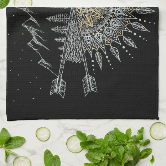 Mond-und Stern-Himmels-Gebirgszug-Mandala Küchentuch (Gefaltet)