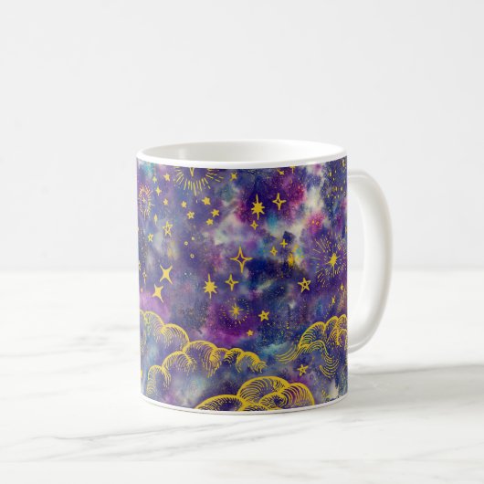 "Mond-und Stern-" klassische Kaffee-Tasse Kaffeetasse (VorderseiteRechts)