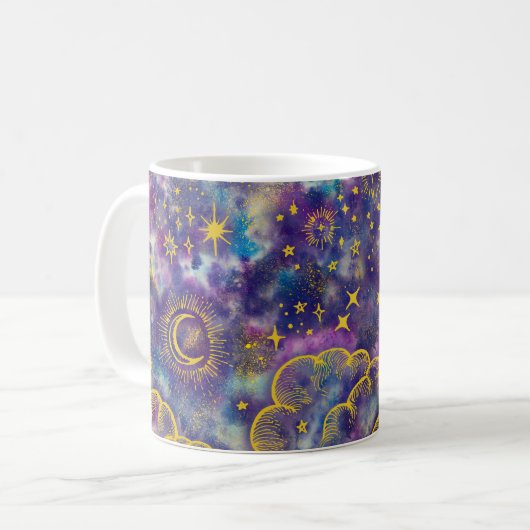 "Mond-und Stern-" klassische Kaffee-Tasse Kaffeetasse (Vorderseite Links)