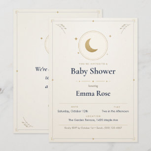 Mond- und Sternchen-Baby-Shower-Einladung, Gold