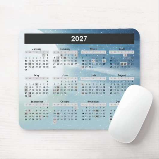 Mond und Sterne 2027 Kalender Mousepad (Mit Mouse)