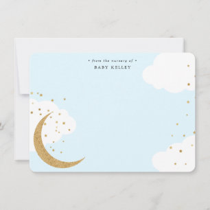 Mond und Sterne, Baby Blau Personalisierte Karte