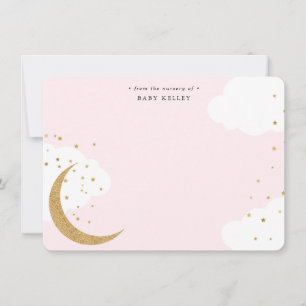 Mond und Sterne, Baby rosa Personalisierte Flasche Mitteilungskarte