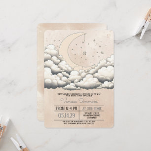 Mond und Sterne Baby Shower Einladung