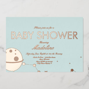 Mond und Sterne Baby Shower geprägte Folie in Foli Folieneinladung