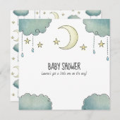 Mond und Sterne Babydusche Einladung (Vorne/Hinten)