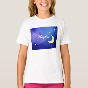 Mond und Sterne Benutzerdefinierter Name T-Shirt