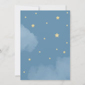 Mond und Sterne blau über der Mond Babydusche Einladung (Rückseite)