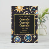 Mond und Sterne Celestial 2 Einladung (Stehend Vorderseite)