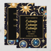 Mond und Sterne Celestial 2 Einladung (Vorne/Hinten)