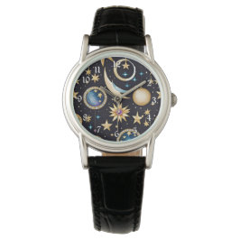 Mond und Sterne Celestial Armbanduhr