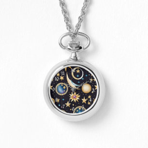 Mond und Sterne Celestial Armbanduhr