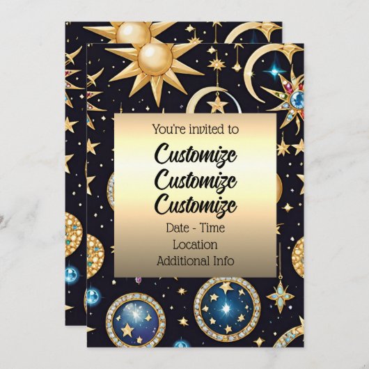 Mond und Sterne Celestial Einladung (Vorne/Hinten)