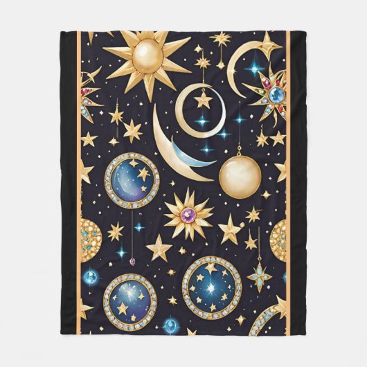 Mond und Sterne Celestial Fleecedecke (Vorderseite)
