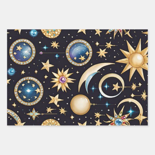 Mond und Sterne Celestial Geschenkpapier Set (Vorderseite 3)