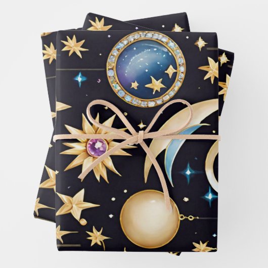 Mond und Sterne Celestial Geschenkpapier Set (Beispiel)