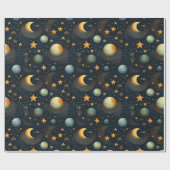 Mond und Sterne Celestial ID1080 Geschenkpapier (Flach)