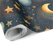 Mond und Sterne Celestial ID1080 Geschenkpapier (Rolleneckpunkt)