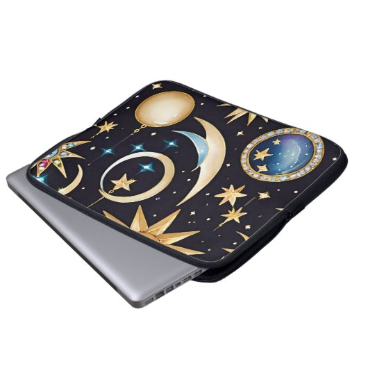 Mond und Sterne Celestial Laptopschutzhülle (Vorne Knopf)