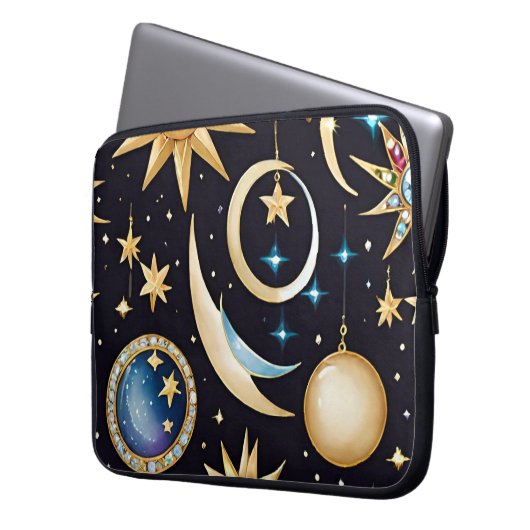 Mond und Sterne Celestial Laptopschutzhülle (Vorderseite Links)