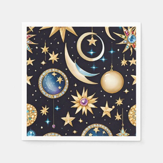 Mond und Sterne Celestial Serviette (Vorderseite)