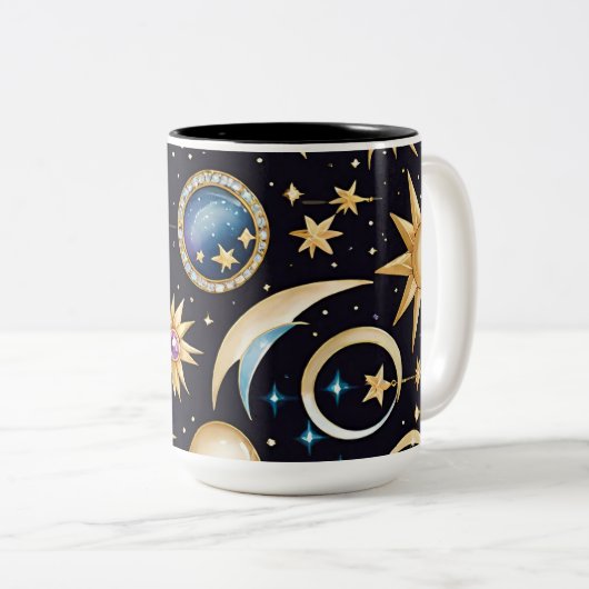 Mond und Sterne Celestial Zweifarbige Tasse (VorderseiteRechts)