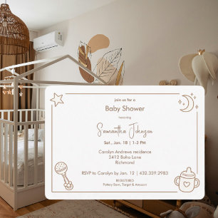Mond und Sterne Einfache Neutrale Babyparty Einladung