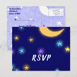 Mond und Sterne Etikette Individuelle Party-RSVP-P Postkarte