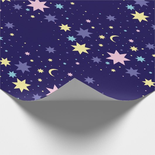 Mond und Sterne. Geschenkpapier (Ecke)